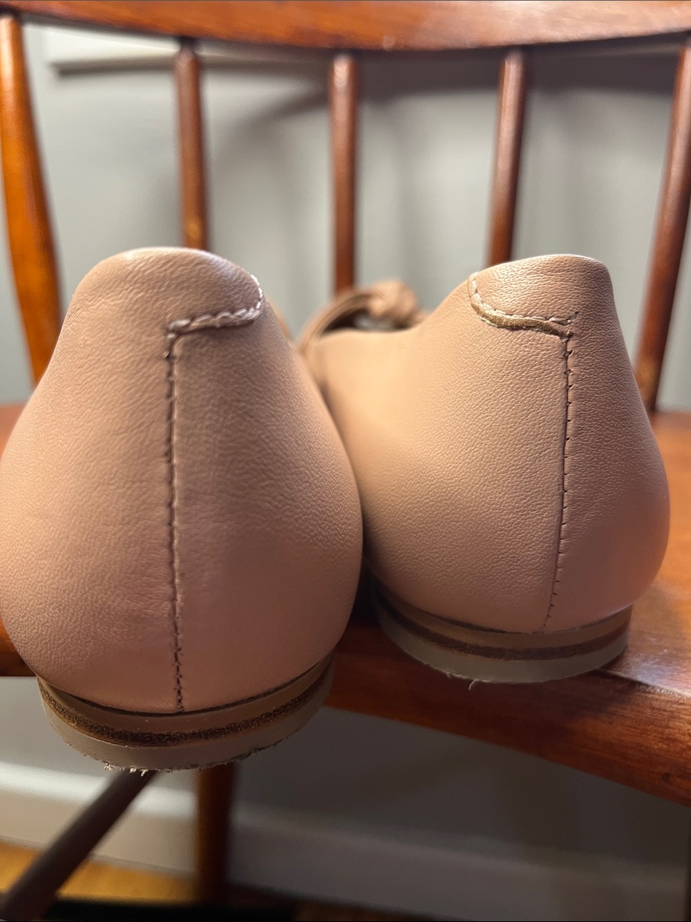 Anthropologie Pink Leather Ballet Flats Bow Detail Size 41 - Picture 8 of 11